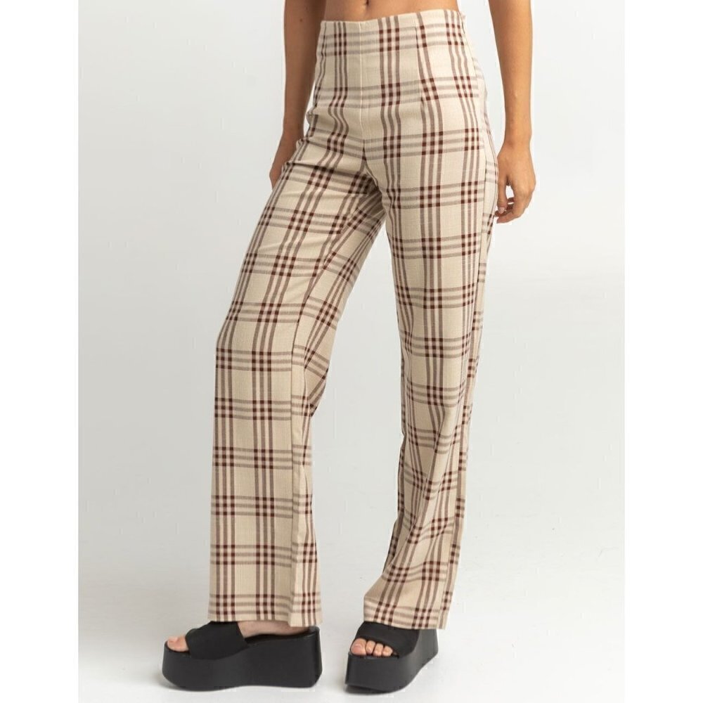West of Melrose tan and red plaid high waisted pants size M